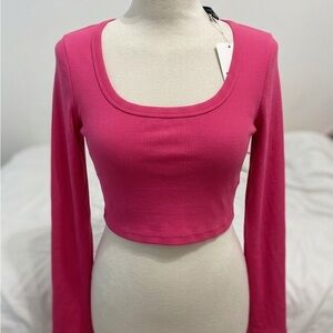 SHEIN Hot Pink Ribbed Crop Top